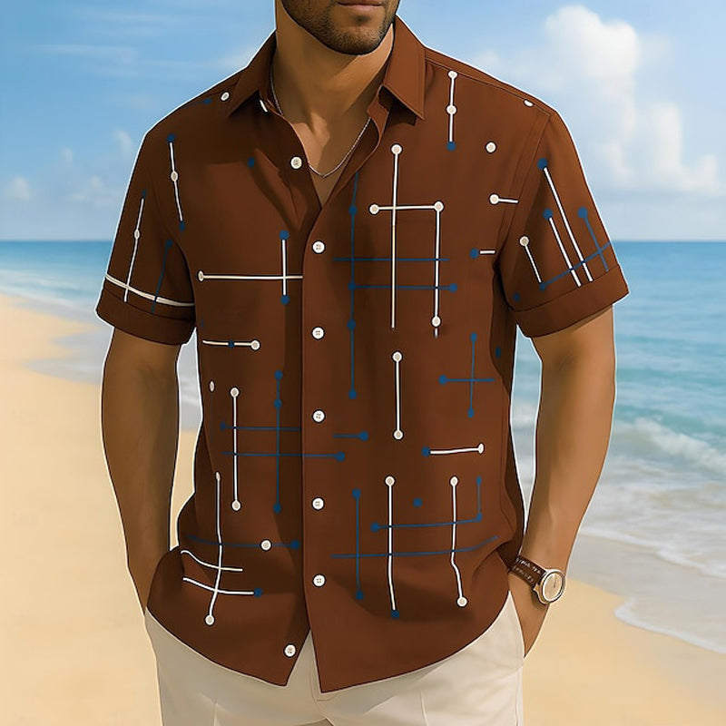 Camisa de manga corta con estampado geométrico | Corte relajado
