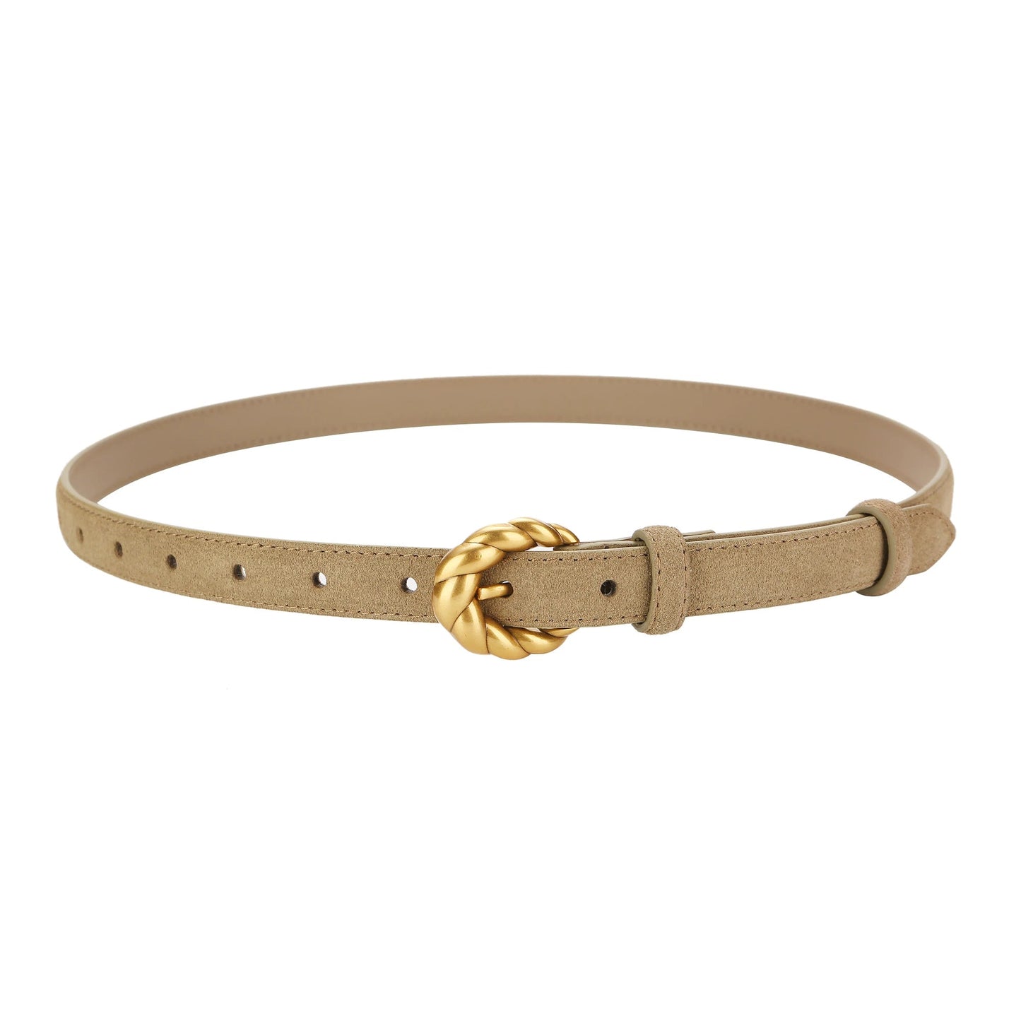 Cinturón con hebilla dorada y piel auténtica