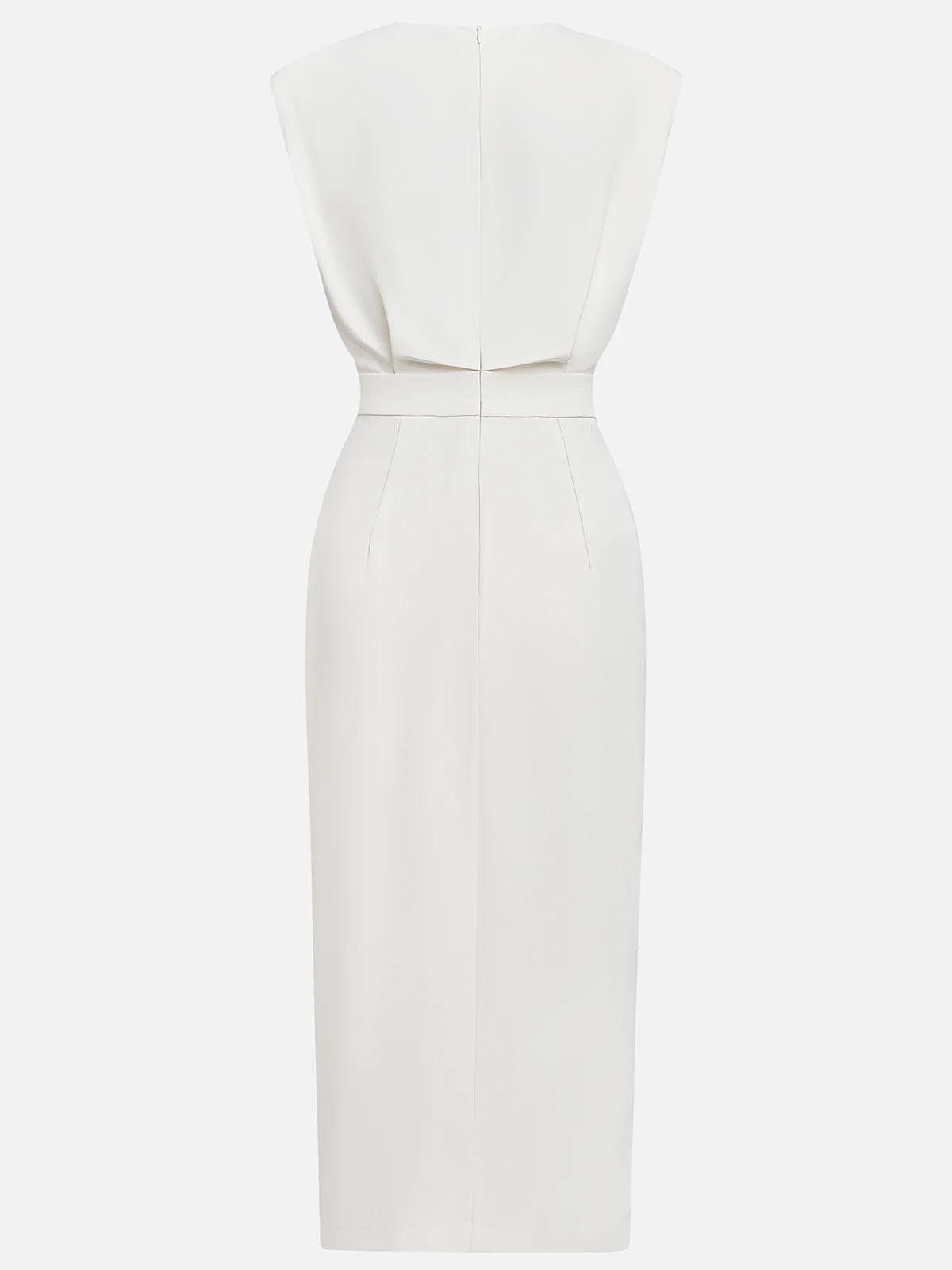 Women’s Sleeveless Midi Dress – Button Detail & Fitted Waist
