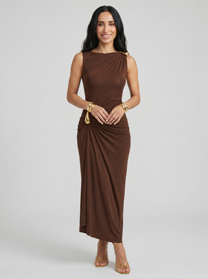 Cinthia | Vestido elegante con enganches dorados
