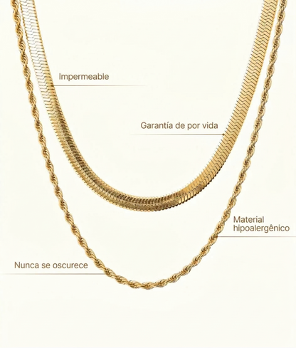 Malena | Dúo de collares bañados en oro de 18 quilates