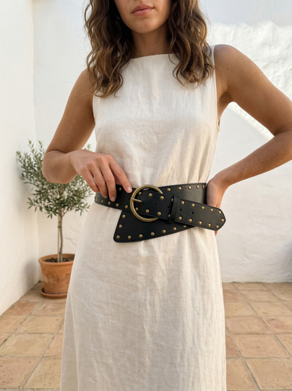 Roma | Cinturón para vestidos con diseño asimétrico y tachuelas
