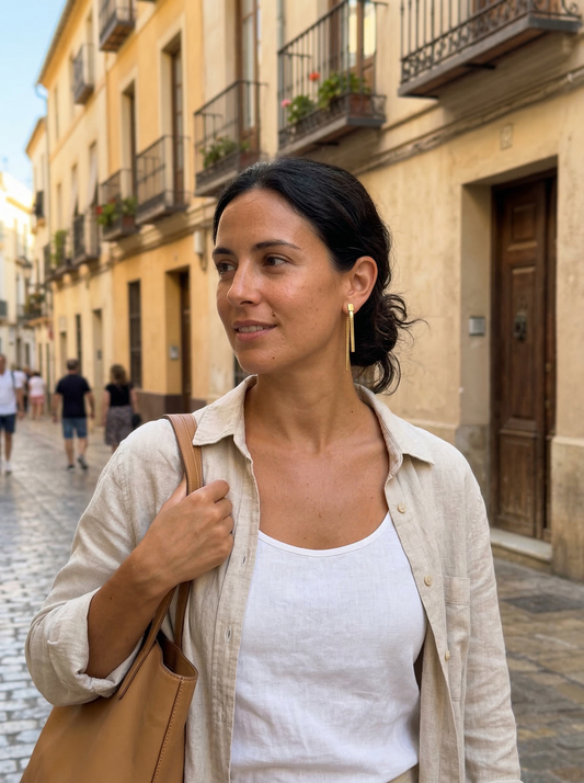 Catalina | Pendiente de malla metálica chapada en oro de 18 quilates
