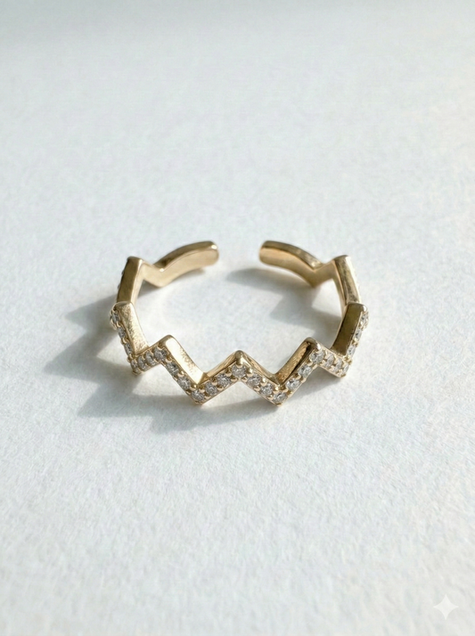 Anillo zigzag con piedras preciosas Martina