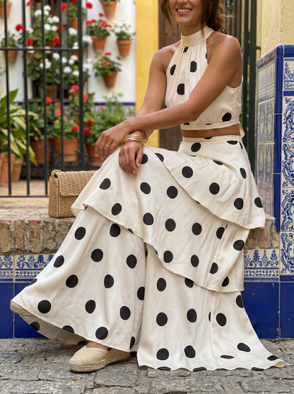 Lucía | Conjunto top y falda larga de lunares