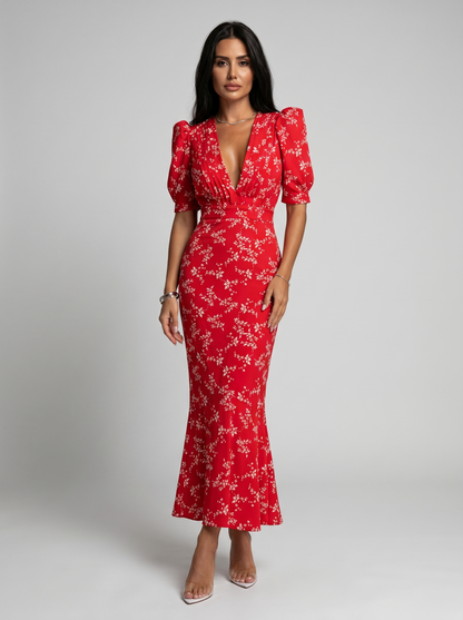 Amaia | Vestido con diseño floral y cuello en V