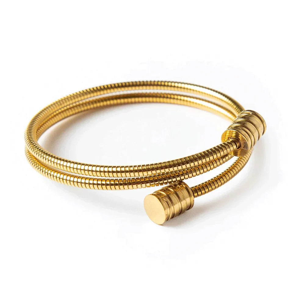 Amanda | Pulsera espiral triple bañada en oro de 18 quilates