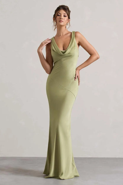 Gael™ | Vestido Largo Escote Cascada