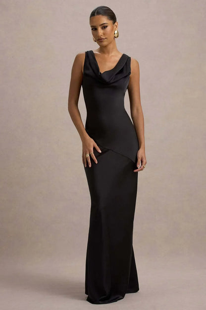 Gael™ | Vestido Largo Escote Cascada