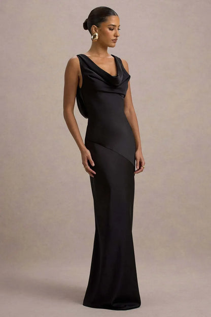 Gael™ | Vestido Largo Escote Cascada