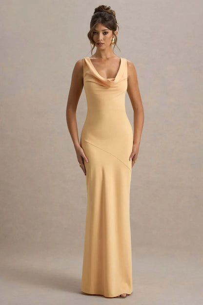 Gael™ | Vestido Largo Escote Cascada