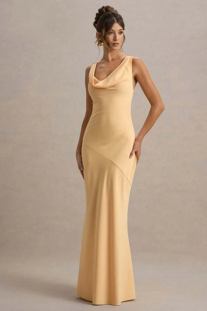 Gael™ | Vestido Largo Escote Cascada