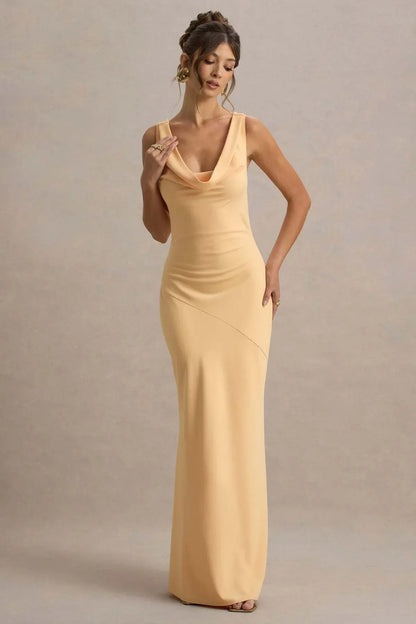 Gael™ | Vestido Largo Escote Cascada
