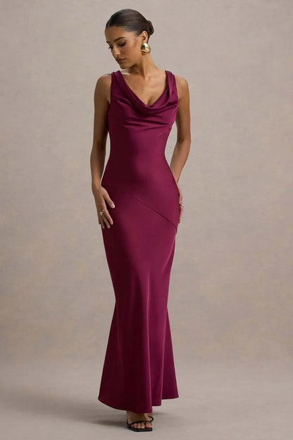 Gael™ | Vestido Largo Escote Cascada