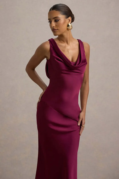 Gael™ | Vestido Largo Escote Cascada