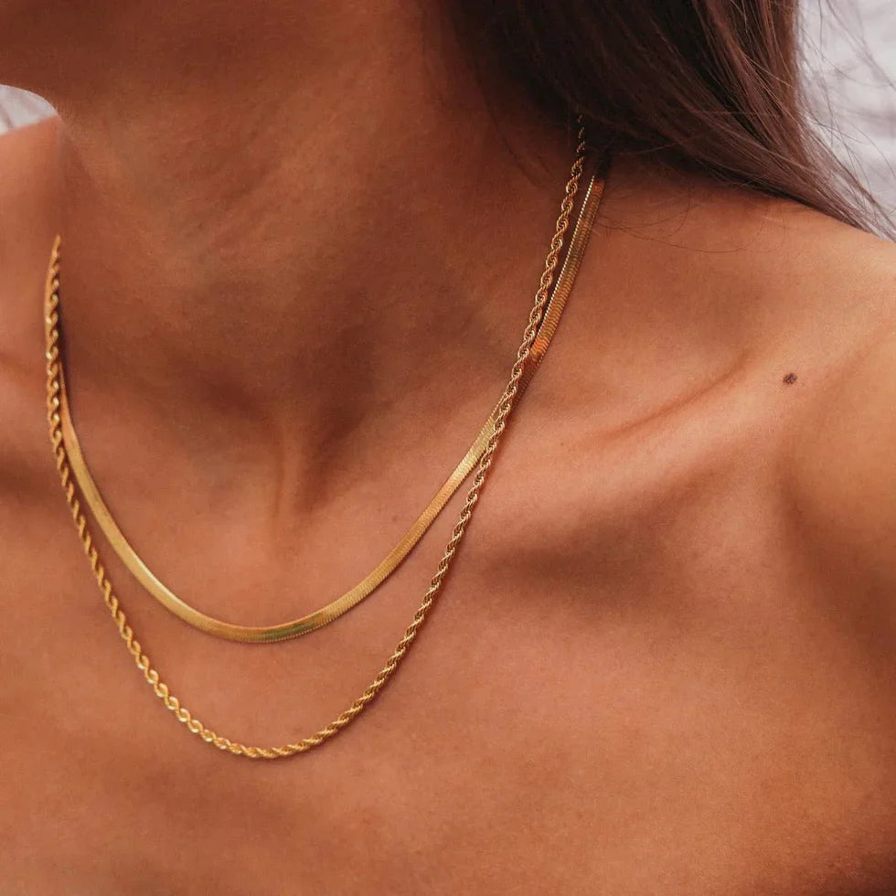 Malena | Dúo de collares bañados en oro de 18 quilates