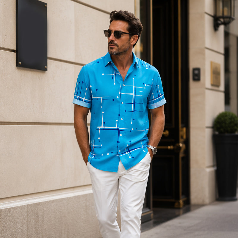 Camisa de manga corta con estampado geométrico | Corte relajado