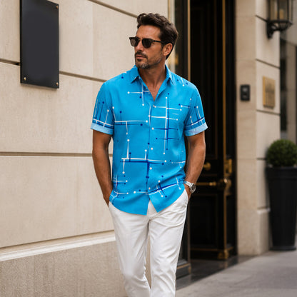 Camisa de manga corta con estampado geométrico | Corte relajado