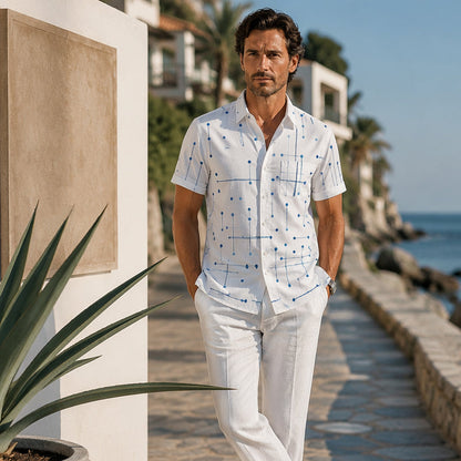 Camisa de manga corta con estampado geométrico | Corte relajado