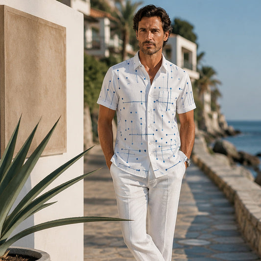 Camisa de manga corta con estampado geométrico | Corte relajado