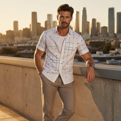 Camisa de manga corta con estampado geométrico | Corte relajado