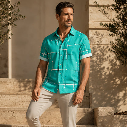 Camisa de manga corta con estampado geométrico | Corte relajado