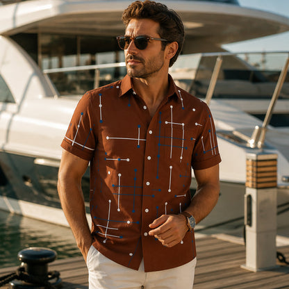 Camisa de manga corta con estampado geométrico | Corte relajado