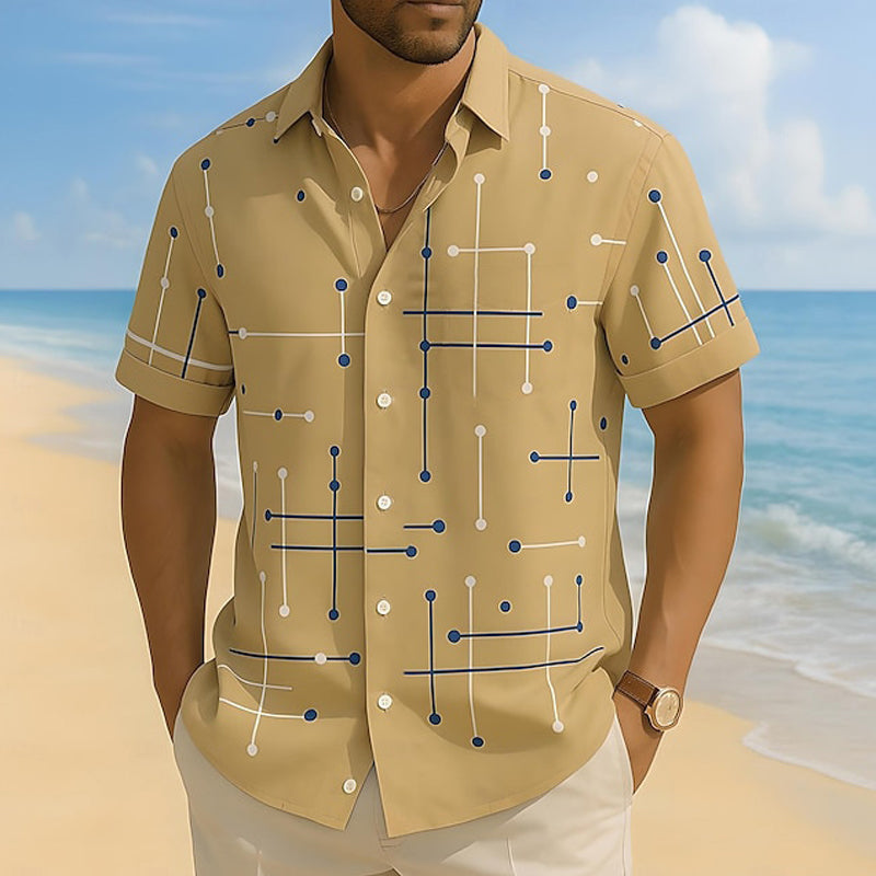 Camisa de manga corta con estampado geométrico | Corte relajado