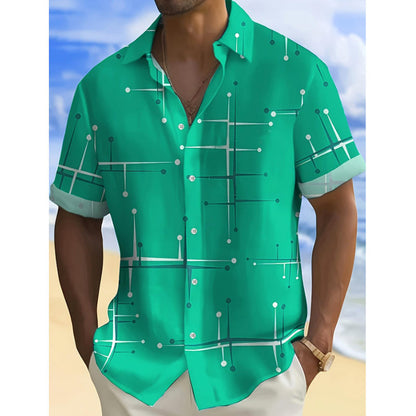 Camisa de manga corta con estampado geométrico | Corte relajado